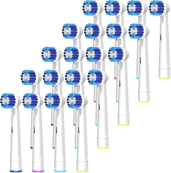 Toothbrush Heads Compatible with Braun Oral-B, 20pcs Professional Electric Toothbrush Heads for Oral B Replacement Heads Refill Pro100/1000/1500/4000/5000/7000/8000/9600 Etc.