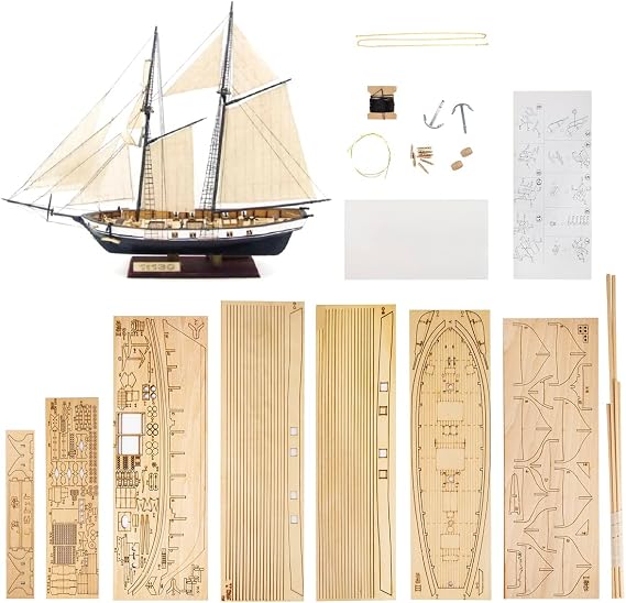 GAWEGM Wood Ship Model Building - 1/130 Harvey 1847 Sailboat Model