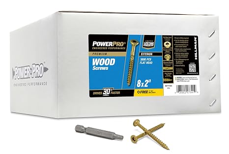 Power Pro Premium Exterior Wood Screws, #8 x 2 Inch All-Purpose Deck Screws for Outdoor Projects, T-25 Star Bit Included, Bronze, 3000 Pieces | 967775
