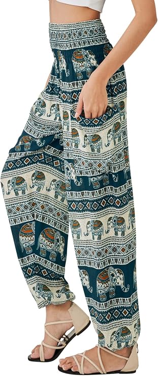 Joob Joob Boho Pants for Women - Hippie Harem Pants Women - Womens Yoga Pants Comfy Bohemian Flowy Hippie Clothes