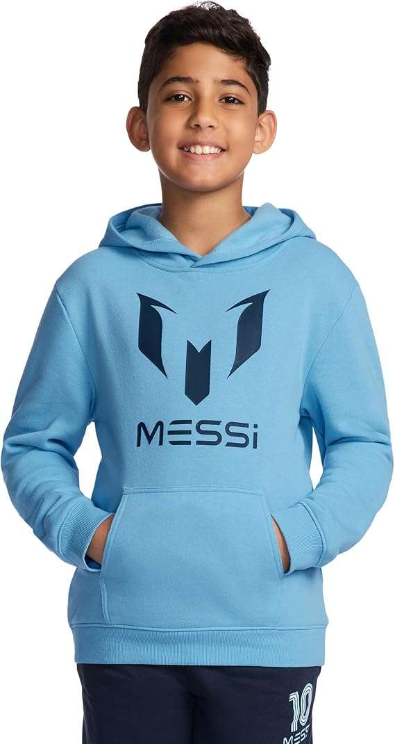 Messi Boys' Long Sleeve, Standard Fit Hoodie Sweatshirt, Comfortable Fleece