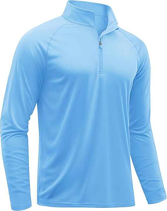 TACVASEN Men's Long Sleeve Athletic Shirts 1/4 Pullover Zip Sun Protection Rash Guard UPF 50+ Outdoor Running T-Shirts