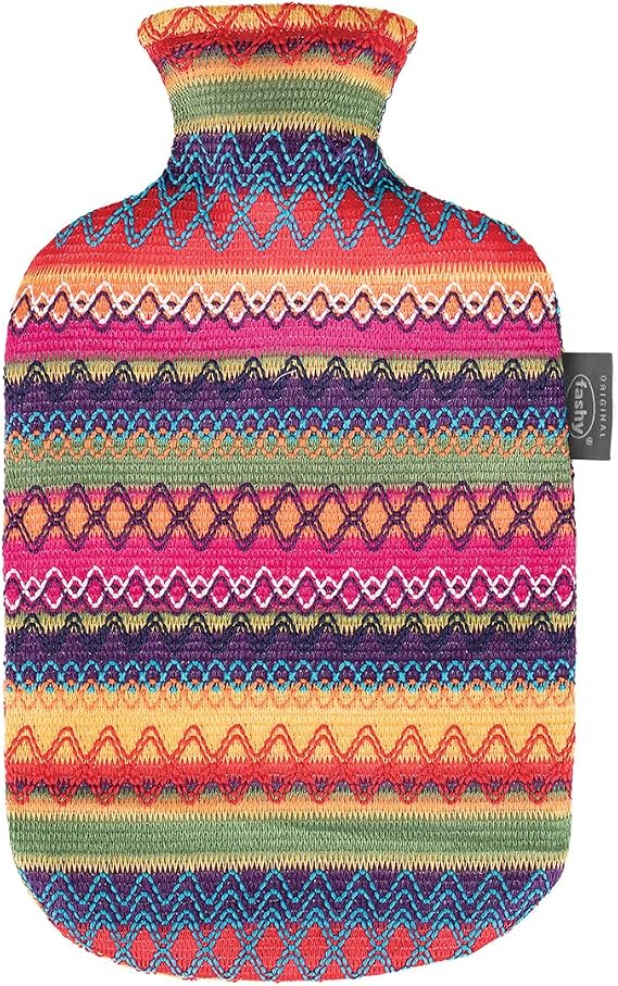 Fashy 6757 25 2007 Hot Water Bottle with Cover in Peru Design 2.0 L Brown/Pink