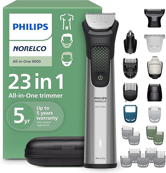 Philips Norelco All-in-One 9000 23-in-1 Trimmer, Face, Hair & Body, Steel