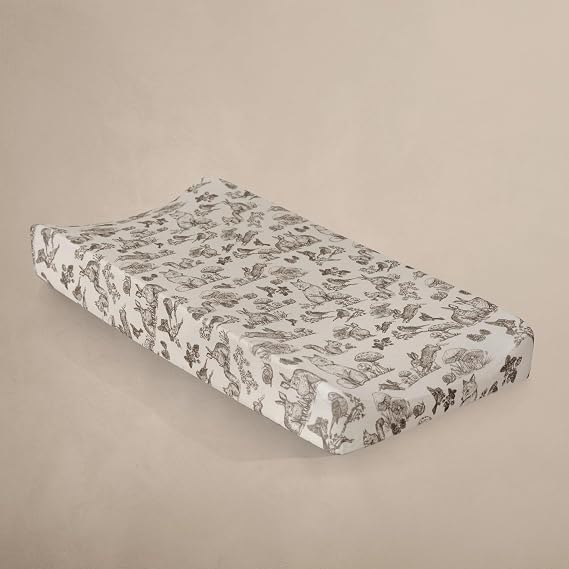 Oilo Woodland Changing Pad Cover - Fitted Organic Cotton Jersey - Breathable Stretch Fabric - Machine Washable - Fits Standard Changing Pads (16" x 32") - (Woodland Animals)