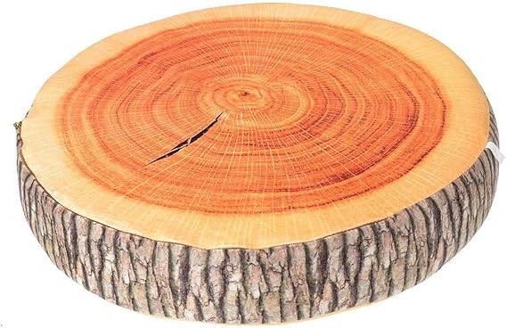 3D Tree Wood Slice Memory Foam Soft Throw Cushion Log Pillow Doll Chair Seat Pad for Home Office Gingko Tree Fruit Cushion Sofa Foam Pillow (Cushion 01)