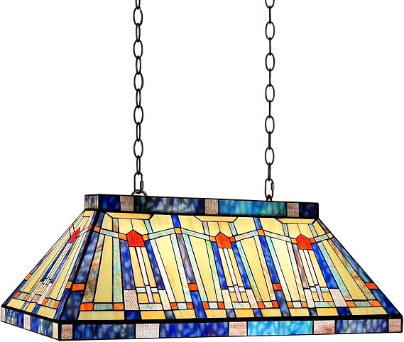 Capulina Tiffany Lamp Blue Cream Stained Glass Pendant Light Chandelier