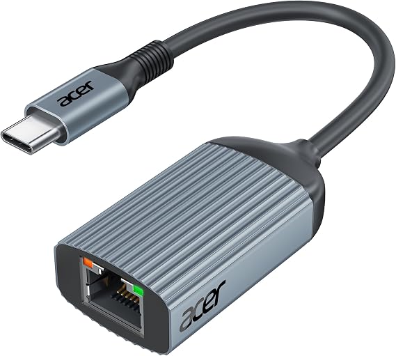 Acer USB C to Ethernet Adapter, Plug and Play RJ45 to Type C Network Dongle