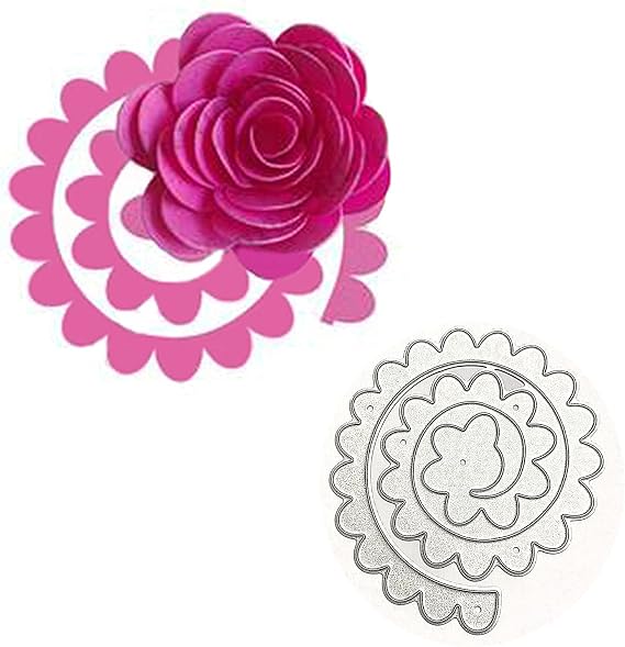 3D Spiral Flower Metal Die Cuts,3D Flower Garland Wedding Cutting Dies Cut Stencils for DIY Scrapbooking Photo Decorative Embossing Paper Dies for Scrapbooking Card Making