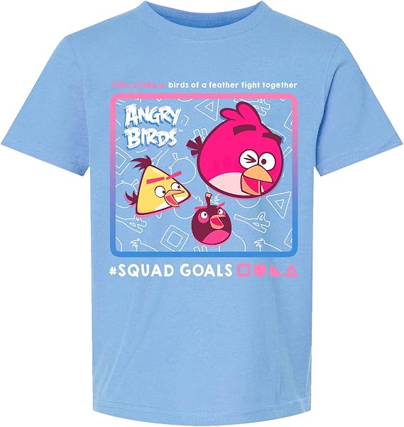 Angry Birds Official Squad Goals Short Sleeve Printed 100% Cotton T-Shirt for Boys, Girls, Unisex