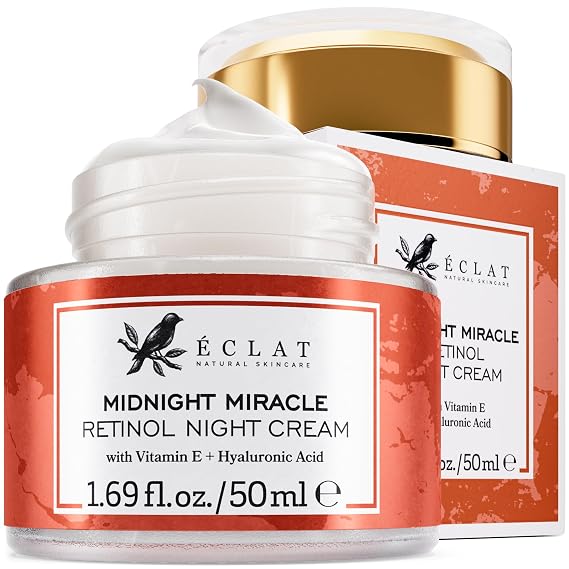 Eclat Skincare Retinol Night Cream Renewing Retinol Cream for Face with Hyaluronic Acid Anti Aging to Smooth Wrinkles & Fine Lines - Firming & Hydrating Face Moisturizer for Women & Men 50 ml