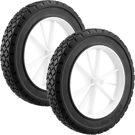 2 PCS 10 Inch Lawn Mower Wheels, Half Hollow Wheelbarrow Wheels, Rubber Hand Cart Wheels for Gardening Cars, Wagon, Tool Cars, Push Lawnmower