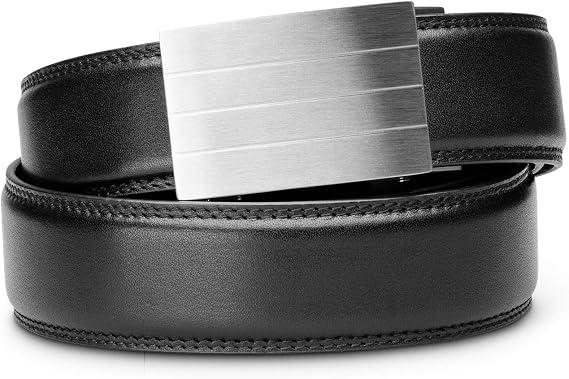 KORE Mens Full-Grain Leather Track Belts | Evolve Stainless Steel Buckle