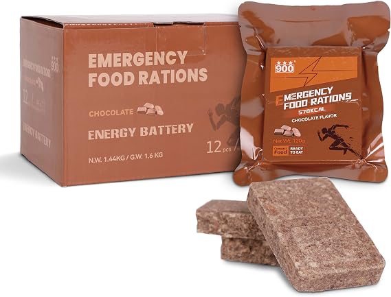 Emergency Food Rations, High Energy Biscuits, Chocolate Flavor 12 Packs