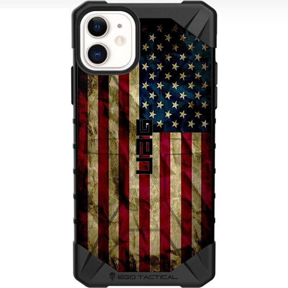 EGO TACTICAL Limited Edition UAG Urban Armor Gear case Compatible with iPhone 12 Mini [5.4" Screen] Old Glory, Weathered American Flag