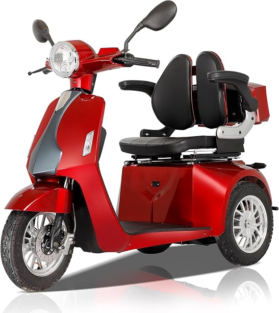 Heavy Duty 3 Wheel Scooter for Seniors, Heavy Duty Mobility Scooter 500lbs Capacity,800W Powered Mobility Scooters Handicap Mobility Scooter for Travel with Full Set Lights (Red)