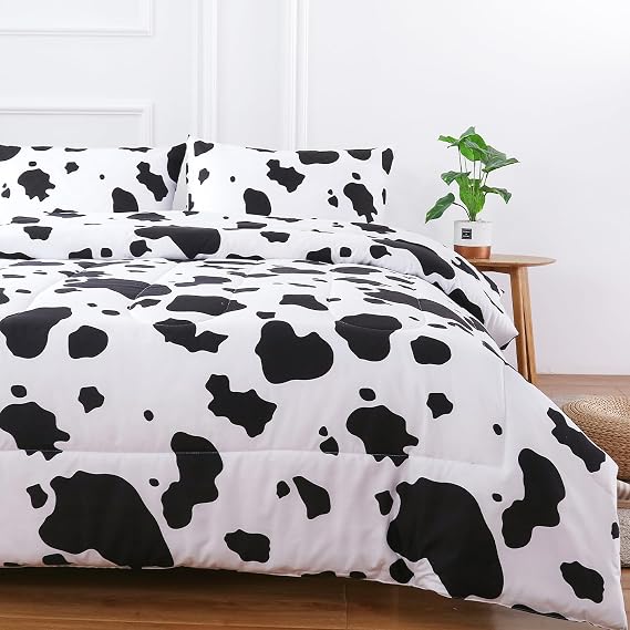 PERFEMET Cow Print Twin Comforter Set, 3 Pieces