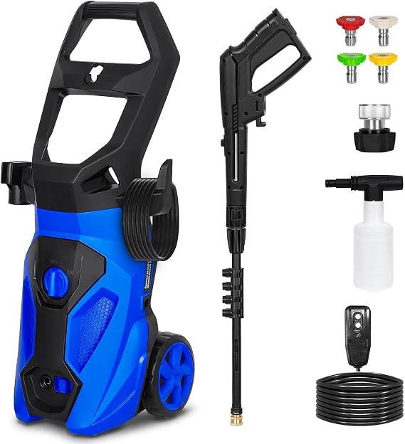 BILT HARD 1.76 GPM 2465 PSI Electric Pressure Washer with 4 Quick Connect Nozzles High Pressure Clean Machine, 35ft Cord 20ft Hose for Garden, Driveways, Outdoor Cleaning