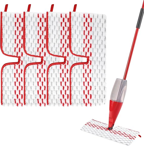 4PCS Mop Head Replacement for Vile-Da, 1-2 Spray Max Mop Refill,Reusable Microfibre Spray Mop Pad, Flat Floor Spray Mop Replacement Pad for Wet & Dry Use