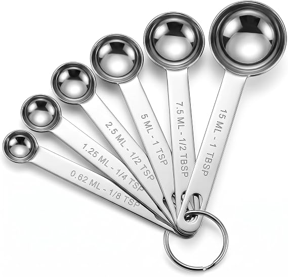 6 Pcs Measuring Spoons Set,Heavy Duty Stainless Steel Metal