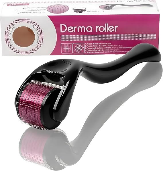 Derma Roller, 540 Titanium Microneedling Beard Growth Roller for Hair Growth Men and Women, Stimulate Beard and Hair Growth Roller for Stimulate Hair Growth, Facial Skin Care (Needle Size 1.5mm)