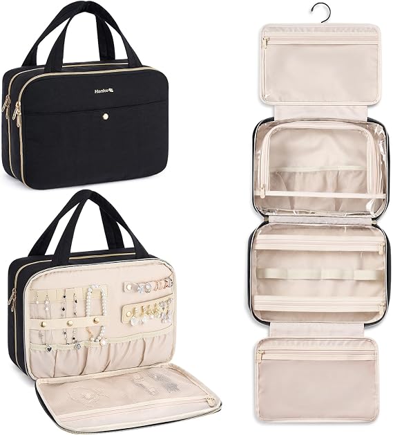 Hanke Hanging Travel Toiletry Bag for Women, Jewelry and Makeup Organizer