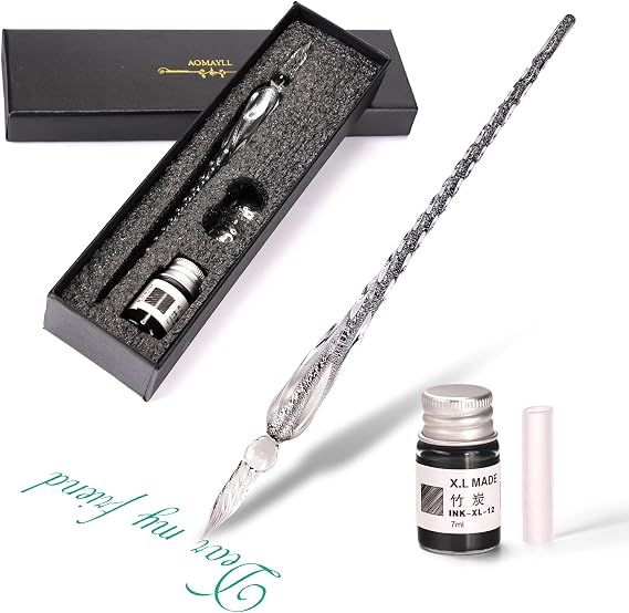 Glass Dip Pen Set -Calligraphy Pen Signature Pen Writting for School Stationery Gifts Art Decoration Supplies (Random Colours)