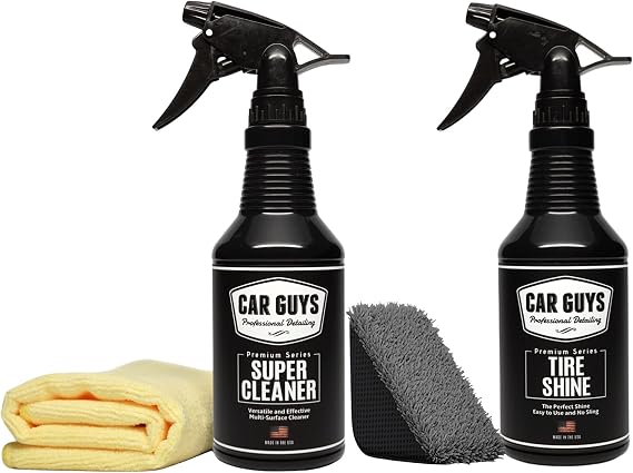CAR GUYS Car Detailing Kit | Super Cleaner 18 Oz & Tire Shine 18 Oz