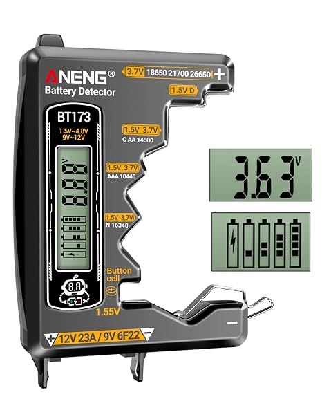 ANENG BT173 Dual Range Battery Tester for 1.5V/3.7V/9V/12V Battery Checker