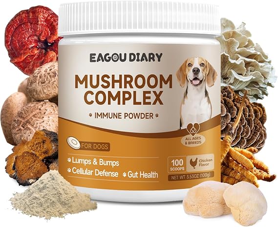 Turkey Tail Mushroom for Dogs, Lumps Bumps Lipoma Cognition Brain 100g | Lion's Mane, Reishi, Shiitake, Turmeric, 7 in 1 Mushroom for Dogs Mushrooms Powder, Immune Skin Energy, Antioxidant