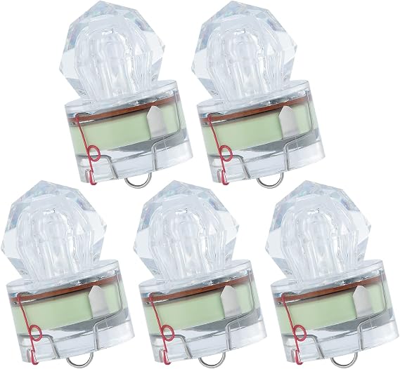 Dr.Fish 5 Pack LED Deep Drop Fishing Lights Diamond Lights Water Activate LED Lighted Lures Deep Drop Rig Fishing Flashers Hablibut Tuna Swordfish