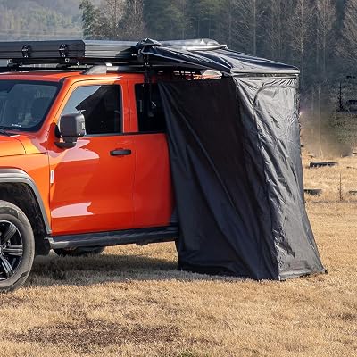 EMKK Car Side Shower Room, Tent Awning for Overland Universal Vehicle, Changing Privacy Room with PVC Rug and LED,Easy to Install for Camping Trips or One Day Tour
