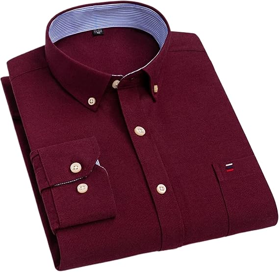 Cotton Shirts for Men Plain Shirt Oversized Long Sleeve Slim Fit Striped Plaid Tops