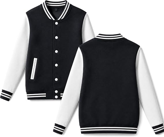 babyhealthy Men's Women's Varsity Baseball Jacket Casual Letterman Bomber Jacket Windbreaker Lightweight Jacket Coat