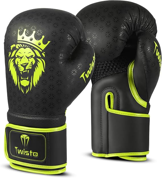 Twisto Boxing Gloves Black Rox - Pro Training & Sparring, Maya Hide Leather, Muay Thai, MMA, Kickboxing, Men, Women, Adults, Heavy Punching Bag, Focus Mitts, Pads,10oz 12oz 14oz 16oz