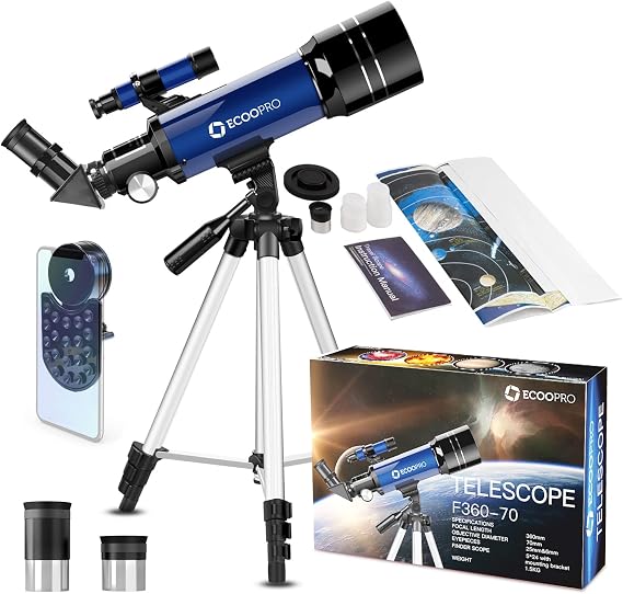 Telescope for Kids & Adults, 70mm Aperture 360mm Refractor (15X-150X)
