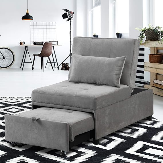 TITA-DONG Sofa Bed,Folding Ottoman Sleeper Bed,4 in 1 Multi-Function Fabric Convertible Chair Recliner Sofa with Pillow,for Living Room/Small Room Apartment