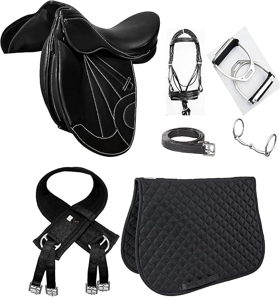 Handmade All Leather Purpose English Close Contact Jumping Horse Saddle Tack Set Combo Starter Kit