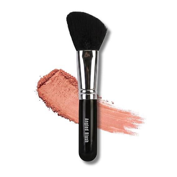 Angled Blush Brush - Soft & Dense Synthetic Vegan Bristles | Smooth & Flawless Application for Blending & Contouring of Powder Blush & Bronzer, Hand-Cut, Travel-Size, Mommy Makeup