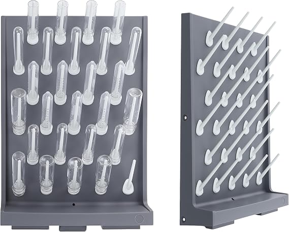 Glassware Tube Drying Rack, 2Pcs Wall Mounted Drying Rack with 54 Pegs, Lab Beaker & Test Tube Draining Stand, Pegboard for School, Laboratory, for Glass, Plastic Utensils