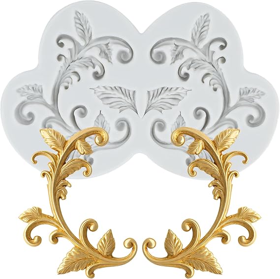 Baroque Scroll Lace Silicone Molds Leaf Vine Polymer Clay Mold