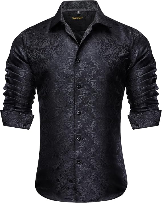 YourTies Mens Paisley Dress Shirt Western Long Sleeve Button Down Shirt