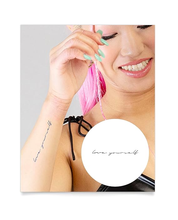 Inkbox Temporary Tattoos, Semi-Permanent Tattoo, One Premium Easy Long Lasting, Water-Resistant Temp Tattoo with For Now Ink - Lasts 1-2 Weeks, Love Letters, 5 x 2 in