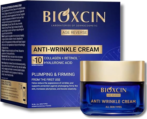 Bioxcin Age Reverse Kırışıklık Karşıtı Gece Kremi 50 ml – Retinol, Kolajen, Hyaluronik Asit ve Bitkisel Kompleks İçerikli – Sıkılaştırıcı ve Dolgunlaştırıcı Etki