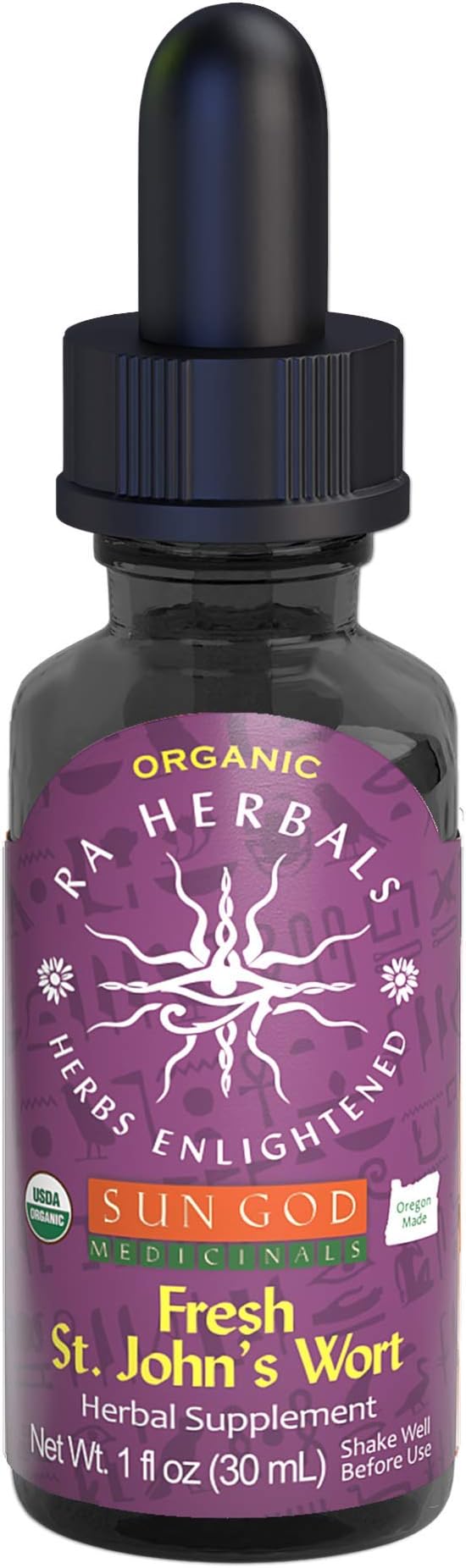 Certified Organic Ra Herbals St. John's Wort Tincture | Fresh Herbal Extract for Natural Wellness Blend | 1oz