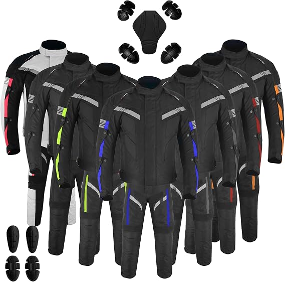 Mens 2-Piece Motorcycle Riding Suit Waterproof CE Armoured Jacket & Pants | All-Weather Cordura Gear