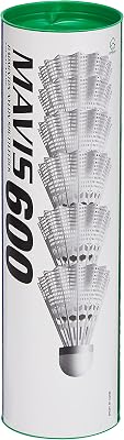 YONEX Mavis 600 Nylon Shuttlecocks 6 Per Tube, White, 77-Slow