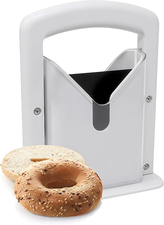 Bagel Slicer, Perfect for Bagels,Bagel Cutter Stainless Steel White, 6.8x3.7x8.8inches