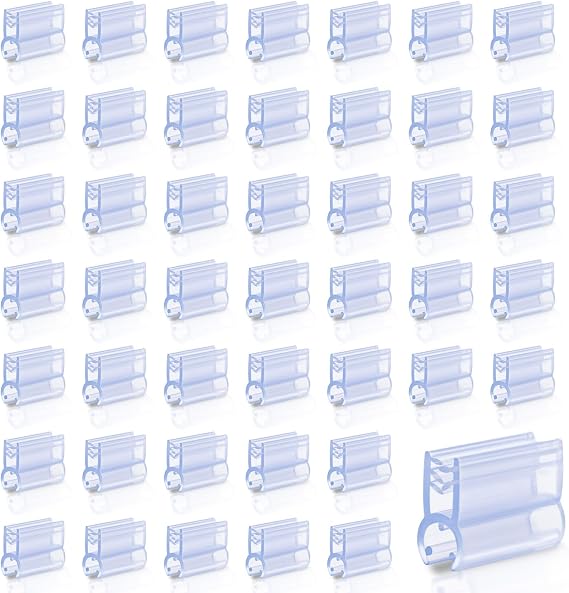 50 Pack Grid Wall Sign Holder Clip Sign Clips for Display, Plastic Price Sign Clamps Price Tag Holder Double Sided Clip Grid Wall Clips for Wire Rack (transparent)
