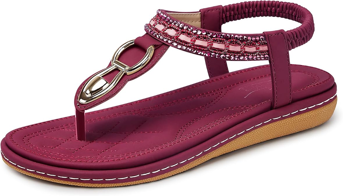 SHIBEVER Flat Sandals for Women Dressy: Comfortable Thong Slip On Sandal